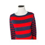 Tommy Hilfiger Knit Top Womens S Red Blue Striped Shimmery Nautical Preppy Photo 1