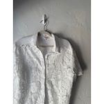 Peach White Lace Crochet Button Down Short Sleeve Shirt Top L Coquette Victorian Size L Photo 1