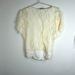 Love j Romantic White Lace Overlay Blouse Satin Ruched Hem Size Med Dressy Photo 6