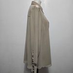 Coldwater Creek  Beaded Embellished Sheer Button Up Shirt Taupe XL Elegant Luxe Photo 5