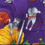 Vintage 90s JLN USA Halloween Novelty Vest Size Small Pumpkin, Bat, Kitten, Yarn Purple Photo 2