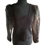 House of Harlow 1960 Black Sheer Sleeve Knit Top | Whimsigoth| Size Medium Photo 1
