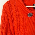 American Living  Cotton Double Breasted Cable Knit Cardigan Orange Size Large Photo 2