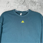 Adidas x Zoe Saldana‎ Shirt Womens Medium Teal Yellow Three Stipe Sweatshirt Gym Green Photo 3