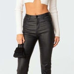 Edikted  Luna Faux Leather Flare High Rise Pants Black Size Small Photo 0