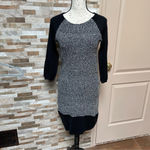 Loft ANN Taylor  Fact Sweater Dress Black White, Small, 3/4 Sleeves Neutral Wool Photo 5