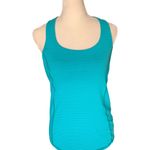 Lululemon Blue Tropics Striped Wild Tank Open Draped Back Strappy Sports Bra Top Photo 0
