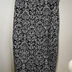 Bobeau  damask pattern black and white stretchy skirt Photo 0