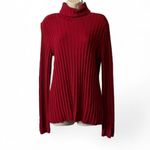 Vera Wang Simply Vera Red Ribbed Turtleneck Sweater Photo 1