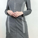 Theory Chayenne Grey Contrast Zip Front Long Sleeve Dress Photo 0