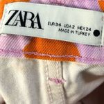 ZARA  The 90s Purple & Orange Poppy Floral High Rise Denim Shorts 2 Photo 3