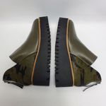 All Black Flatform Jungle Tread Womens Leather Camo Print Slip On Boots Size 38 Green Photo 10
