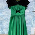 Pinup couture Evelyn swing dress green satin with reversable velvet bolero M Size M Photo 3