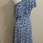 Michael Kors  Blue One Shoulder Floral Dress Photo 3