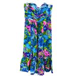 Plenty‎ Size 4 Dress Blue Neon Floral Bright Strapless Ruffle Built in Bra Photo 2