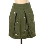 J.Crew | Olive Green Embroidered Floral Bow Tie Skirt Size 00 XXS XS Photo 3