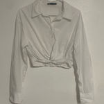 ZARA Cream Button Down Cropped Blouse Photo 0