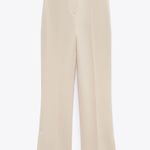 ZARA Cream Beige Wide Leg High Waisted Soft Pants Photo 4