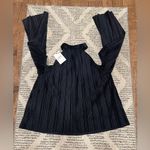 J.O.A. Blue Flare Sleeve Off The Shoulder Velvet Pleated Top Blouse Photo 3
