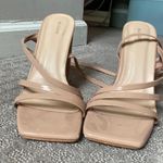 Pretty Little Thing Nude Patent PU Square Toe Strappy High Block Heeled Sandals Photo 4