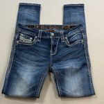 Rock Revival  Blue Skinny Jeans with Embroidered Pockets Photo 0