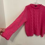 American Eagle AEO AE Chenille Cable Knit Sweater Bright Pink Barbie Oversized L Photo 7
