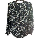 BeachLunchLounge  Blue and Green Long Sleeve Abstract Print Blouse Size S Photo 3