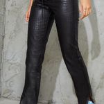 Pretty Little Thing NWT Black Lace Front Coated Denim Mom Jean Photo 1