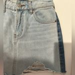 PacSun YSK Two Tone Denim Blue Jean Mini Skirt Raw Hem Distressed Size 25 XS Photo 3