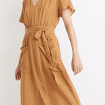 Madewell Madwell Linen-Blend Dolman-Sleeve Tie-Waist Midi Dress, Size 8 Photo 0