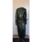 SIMKHAI Emersyn Ruched Sequined Tulle Midi Dress in Emerald Size 8 Green Photo 3