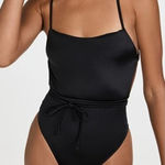 Good American  Barely There One-Piece Swimsuit Strappy Stretch Black 8 US 5XL Photo 0