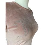 Juicy Couture Rhinestone Velour Pink Top Women's Size M Y2K Mean Girls Stretch Photo 2