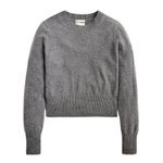 J.Crew Cashmere Shrunken Crewneck Sweater Heather Charcoal Cropped Fit Sz M NWT Photo 2