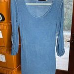 Scandal Made In Italy Blue Long Sleeve to 3/4 Sleeve Tunic Dress Teal Size Small Photo 0