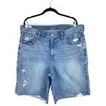 Gap Women's Blue High Waist Distressed Cut-Off Bermuda Denim Shorts 33/16 Tall Photo 1