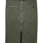 Bebe NWT Fate Olive Green Faux Suede Pencil Skirt Front Zipper Detail Career Party Photo 0