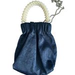 ZARA  Pearl Embellished Handle Blue Cocktail Bag with Strap Photo 1