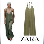 ZARA NWT  Bohemian Style Woven Linen Strap Jumpsuit Photo 1