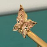 Vintage Cloisonne Enamal Butterfly Clip On Earrings with Pink and Gold Accents Photo 5