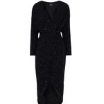 Retrofete Black Sequin Jasmine Wrap Midi Dress NWT Size Small Photo 13