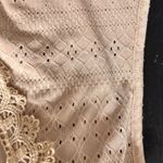 Vintage Etherial Tunic Blouse Medium 90s Boho Flowy Knit Lace Whimsy Stretchy Tan Photo 7