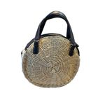 Talbots 100% Paper Straw Beige W-Blue Polyurethane Trim Satchel Bag Photo 3