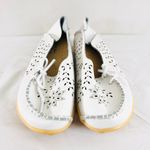 Womens Loafers Flats Leather Laser Cut Floral 6 White Photo 1