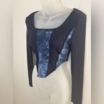 SheIn Blue Tie Dye Long Sleeve Rib Knit Crop Top Size Small Photo 3