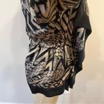 Guess NWT  Jet Black Multi Tribal Print Waterfall Silky Shawl Cardigan Medium Photo 6