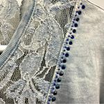 Liberation Lace Center Accent Short Batwing Sleeve Scoop Neck Tee Top Womens S Blue Photo 9