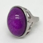 Vintage Large Pink/Purple Stone Statement Cocktail Ring Silver Tone Size 7.75 Pink Photo 1