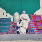 VTG Daniel Hechter Silk Scarf 30" Square Green Plaid Elephant Hand Rolled Photo 6