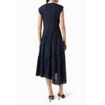 frame denim FRAME Women's Apothea Gathered Seam Lace Inset Dress Navy Linen Blend Size XS‎ Photo 1